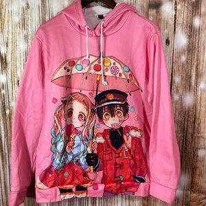 Anime Toilet Bound Hanko-Kun Size Large Graphic Sweatshirt Hoodie Pink